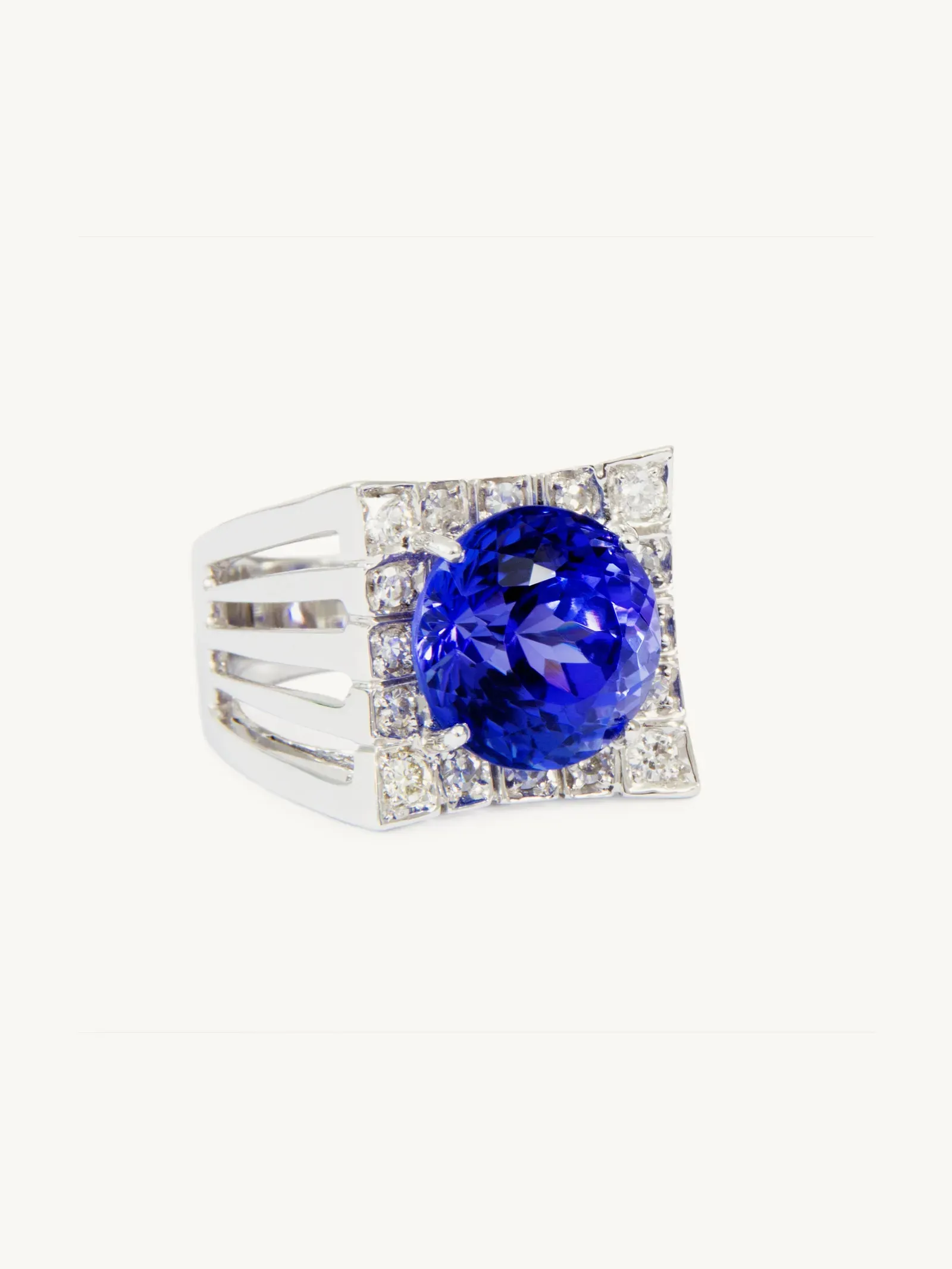 Veleka Deep Blue Sapphire Square Ring