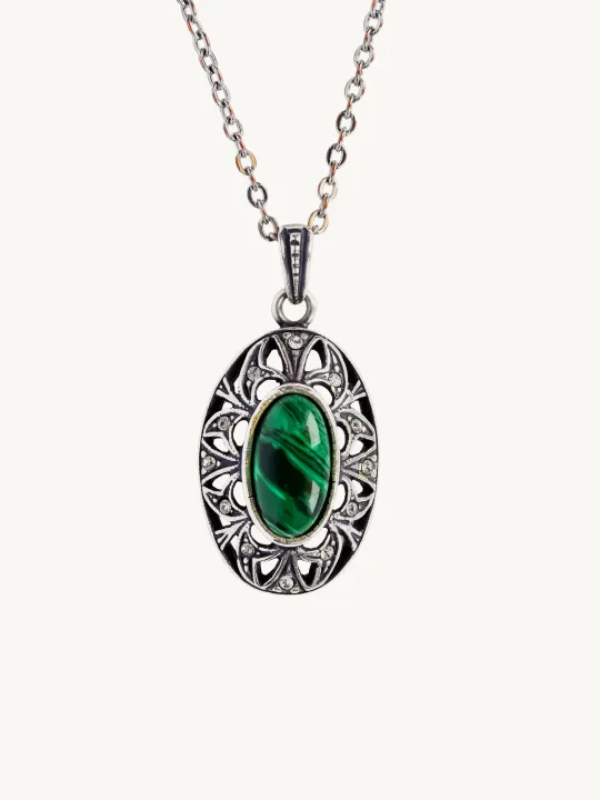 Veleka Drop Dangle Malachite Necklace