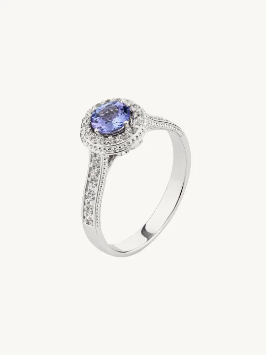 Maritsa Round Halo Stone Cocktail Ring