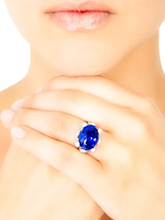 Veleka Deep Blue Sapphire Princess Ring