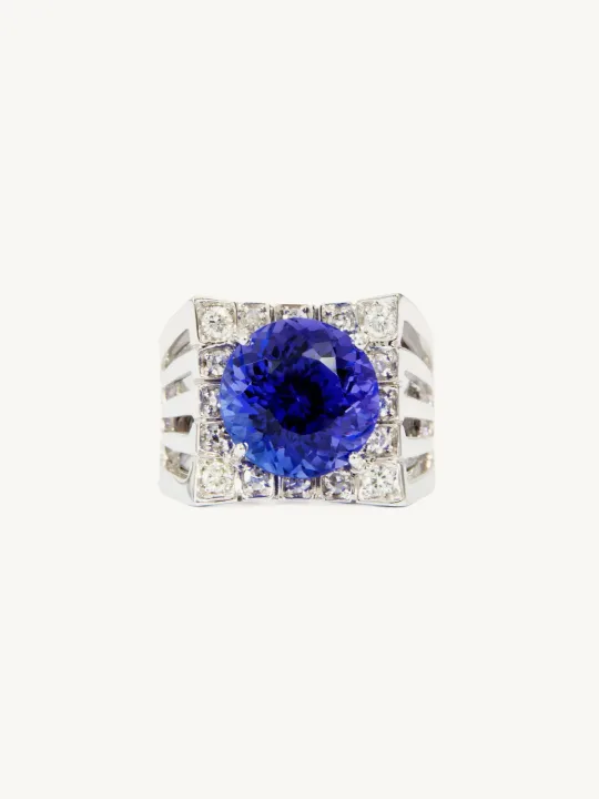 Veleka Deep Blue Sapphire Square Ring