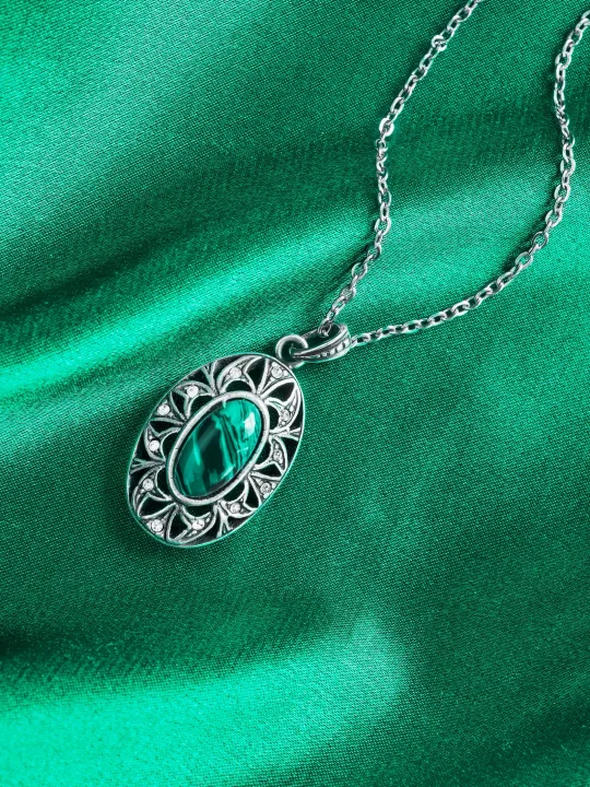 Veleka Drop Dangle Malachite Necklace